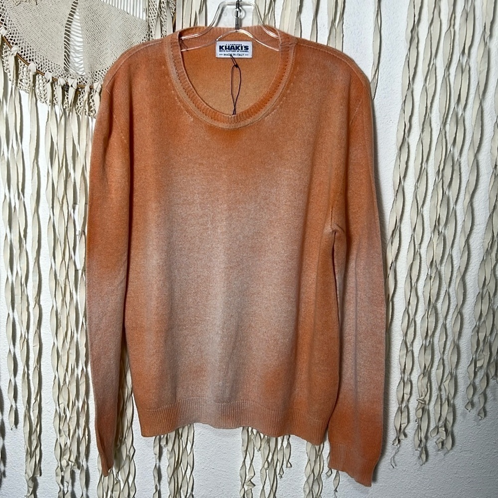 J. Lawrence Khaki's Of Carmel Ombre Peachy Orange Cashmere Crewneck Sweater 44